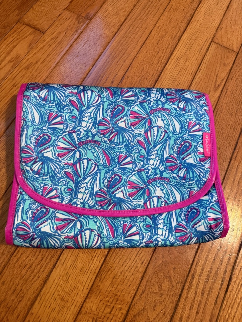 Lilly Pulitzer Colorful Paisley Fold-Over Pouch with Pink Trim
